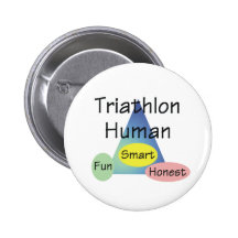 TEE Triathlon Human Pinback Buttons