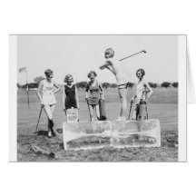 Teeing Off On ICE Womens Golf in Bathing Suits! Greeting Cards