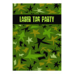 Teen Boys Birthday Camo Stars Party Invitation