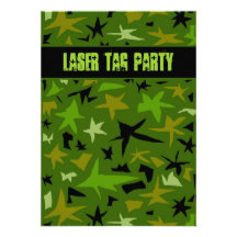Teen Boys Birthday Camo Stars Party Invitation