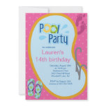 Teen Swimming Pool Party Invitation Flip Flops