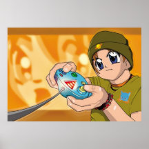 Teen with Game Controller Poster