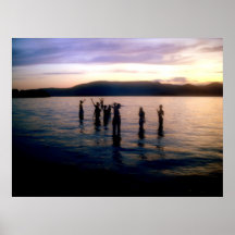 Teenage Swim at Sunset Poster