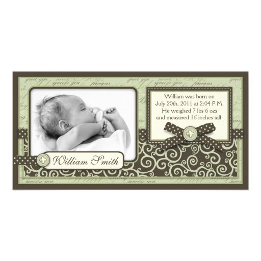 Teeny Toes GRN Announcement Card Personalized Photo Card