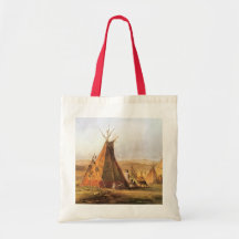 Teepees on Plain by Bodmer, Vintage American West Tote Bags