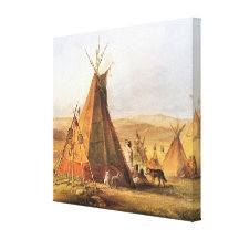 Teepees on Plain by Bodmer, Vintage American West Canvas Print