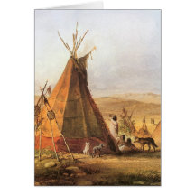 Teepees on Plain by Bodmer, Vintage American West Card