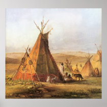Teepees on the Plain by Karl Bodmer