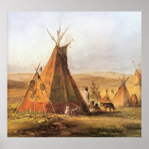 Teepees sur la plaine par Bodmer, ouest américain  Affiches