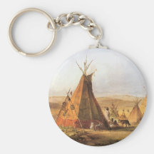 Teepees sur la plaine par Bodmer, ouest américain  Porte-clef