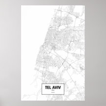 Tel Aviv, Israel (black on white) Posters