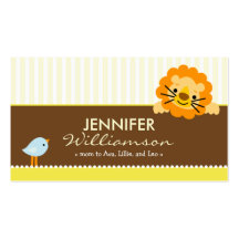 Télécarte jaune chérie de lion et de maman de bird cartes de visite professionnelles