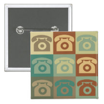 Telephone Pop Art Pinback Buttons