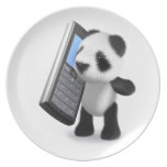 téléphone portable de panda du bébé 3d assiettes