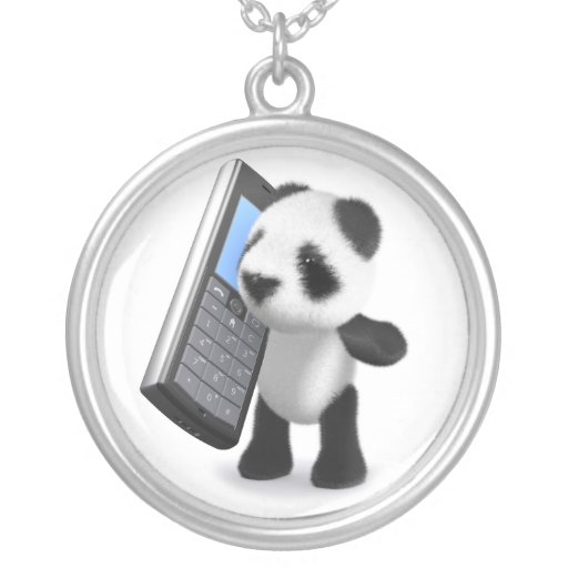 téléphone portable de panda du bébé 3d collier personnalisé