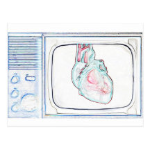 Television Heart (White) Post Cards