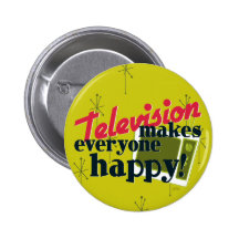 Television Makes Everyone Happy! Harvest Gold Pins