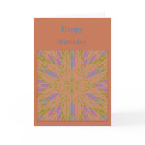Template Birthday Card with light brown burst cards