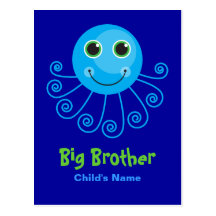 Template - Custom Octopus Big Brother Child's Name Post Cards
