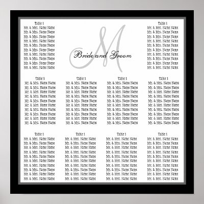 Template Wedding Seating Plan Poster Change the colours monogram 