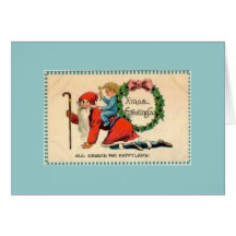 Template Vintage Elf Greeting Cards