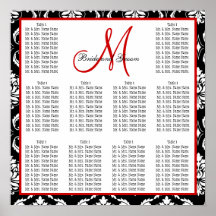 Template Wedding Seating Chart Damask Red Posters