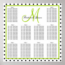 Template Wedding Seating Chart Dots Monogram Green Print