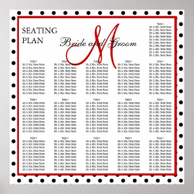 Free Wedding Monogram Templates on Template Wedding Seating Chart Dots Monogram Red Poster At Zazzle Ca