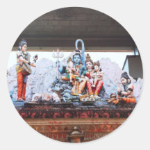 Temple statues round sticker