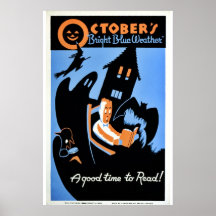 Temps bleu lumineux" vintage WPA d'octobre le " Affiche