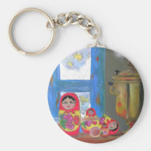 temps russe de thé porte-clef