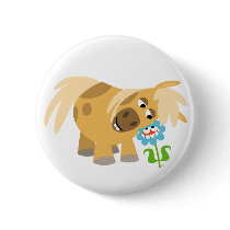 Tender Cartoon Pony and Flower Button Badge
