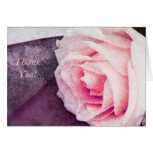 Tender pink rose thank you note card