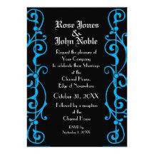 Tendrillon Ebony (Cyan) Wedding Invitation