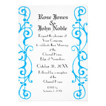 Tendrillon Ivory (Cyan) Wedding Invitation