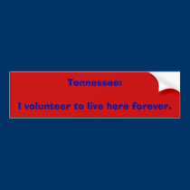 Tennessee:I volunteer to live here forever. bumper stickers