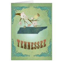 Tennessee State Map – Green Greeting Card