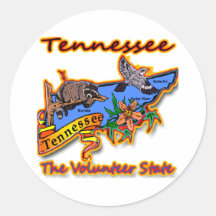 Tennessee The Volunteer State Racoon Flower Bird B Stickers