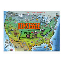 Tennessee USA Map Postcard
