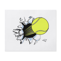 tennis ball ripping through full color flyer