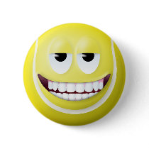 Tennis Ball Smiley Face 2 Pinback Button