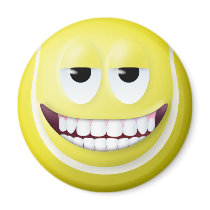 Tennis Ball Smiley Face 2 Fridge Magnets