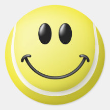 Tennis Ball Smiley Face Round Stickers