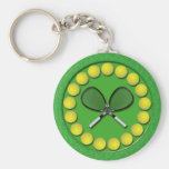 TENNIS BALLS AND RACKET KEYCHAIN