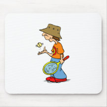 Tennis Boy in Hat Mousepads