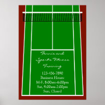 Tennis Court Layout Graphic Poster
