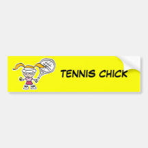Tennis Gifts & Cards with cute cartoon girl Bumper Stickers