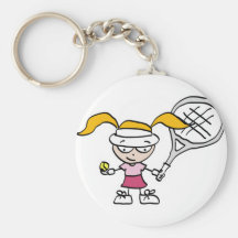 Tennis Gifts & Cards with cute cartoon girl Key Chains