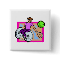 Tennis Girl Pinback Button