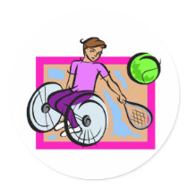 Tennis Girl Round Sticker